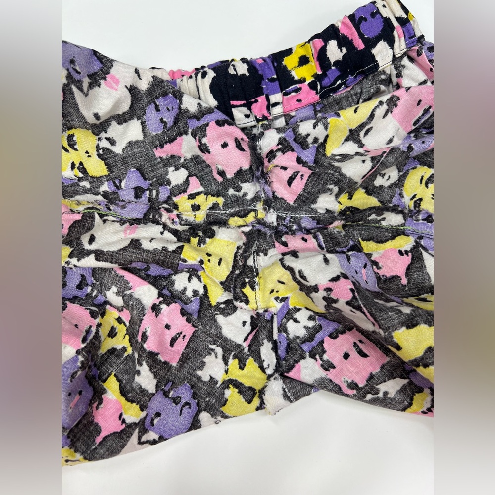 1990s Pop Art High Waist Shorts Long Cuff Rolled Short Warhol Graphic T Shirt 90 - Picture 9 of 17